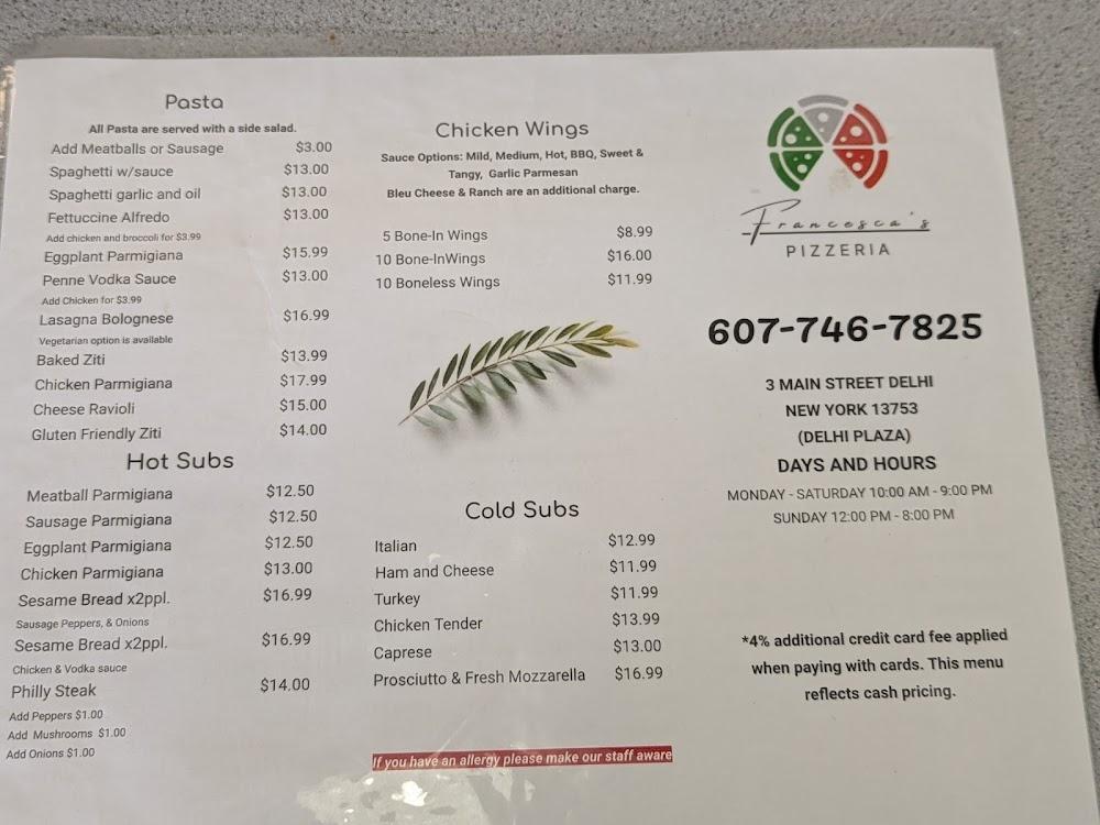 Francesca's Pizzeria & Restaurant Menu image 3